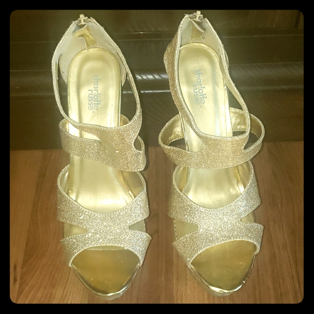Gold Glitter Heels